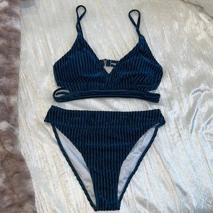 Velvet two piece bikini teal